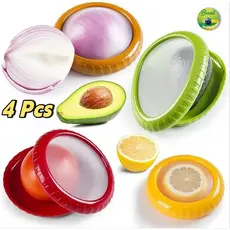 4Pcs Caixa de Silicone Armazenamento Frutas/Legumes: Reutilizável, Mantém Cebola/Abacate Frescos