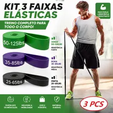Kit 3 Super Band Elástico Borracha Crossfit Extra Forte Faixas de Resistência