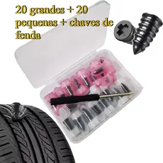 KIT 40 Pregos de Reparo Pneus Universal + Chave de Fenda - Remendo Rápido Carro e Motocicleta