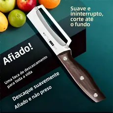 Lindo Descascador De Aço Inoxidável Com Cabo De Madeira Para Descascar E Cortar Frutas E Vegetais