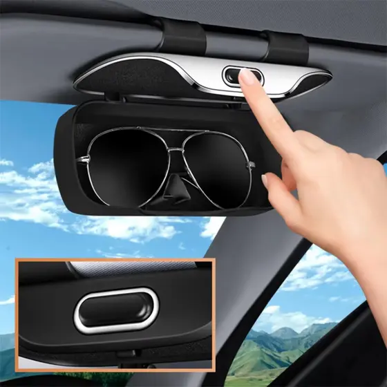 Caixa de óculos de sol para viseira solar de carro, caixa de armazenamento Universal de óculos de sol ABS