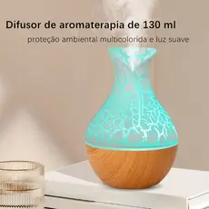 Umidificador de Vaso 130ML ,7 LED mudanças de cor,Efeito de rachadura,Umidificador ultrassônico leve