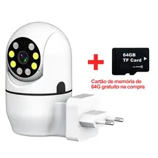 Câmera Segurança Wi-Fi 360° PTZ • Visão Noturna Colorida • Áudio 2 Vias • App Yoosee • Presente Cartão 64GB!