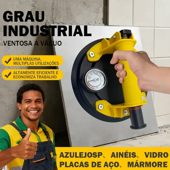 Ventosa Profissional Sucção Vácuo Porcelanato Vidro Até 160KG/220KG/280KG— Despacho Imediato🌟
