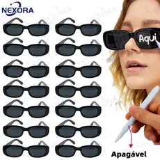 Kit Oculos Vintage Retro Preto Liso + Caneta Giz Festa Casamento Festa  Formatura