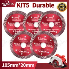 KIT5/3/2 Disco de Corte Diamantado Porcelanato 105 mm x 20 mm Alta qualidade e forte