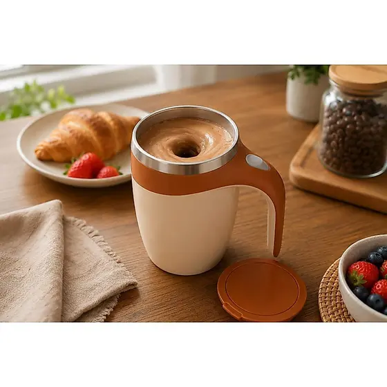 Caneca Mixer Automatico Inox Misturador Eletrico 380ml Portatil Pratico