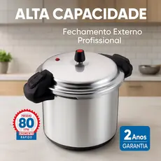 Panela Pressão Fechamento Externo 7|10|20|24 Litros Durabilidade Segurança Cozimento Rápido Feijão