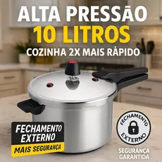 Panela Pressão Fechamento Externo 10 Litros Alta Eficiência Segurança Cozimento Rápido