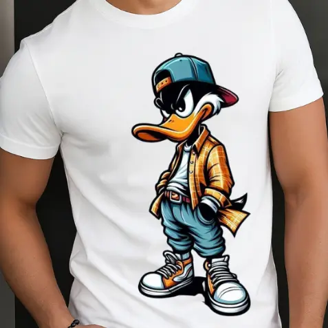 Camiseta Algodão Estampada Donald Pato Unissex Estilo Rua/K059