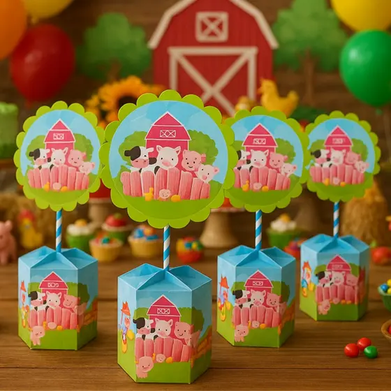 10 Centro de Mesa Fazendinha Festa Aniversário Infantil Mesversario