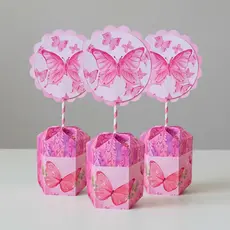 10 Centro de Mesa Borboletas Aniversario Mesversario Infantil Jardim Rosa Menina