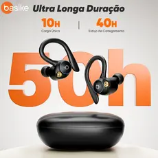 Basike OWS fone de ouvido bluetooth sem fio transmissão óssea Sport Orelhas Penduradas fone Esportes Bluetooth 5.4 IPX4