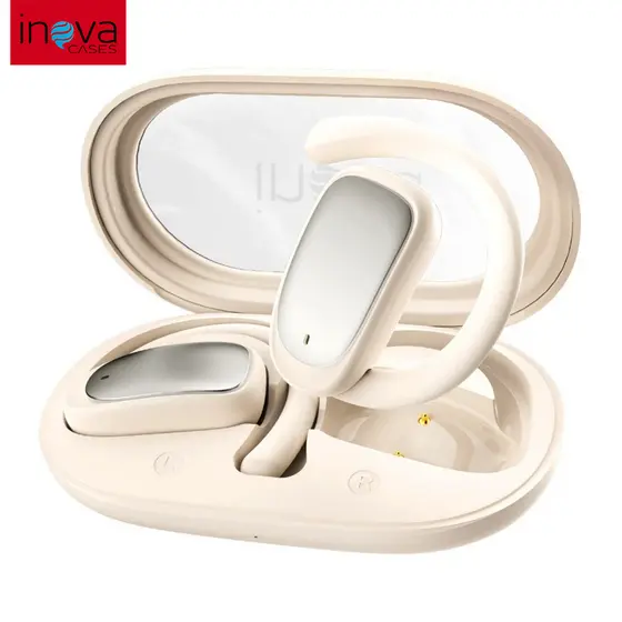 Inova fone de ouvido bluetooth sem fio TWS com condução óssea, sem fio, BT 5.3, clip-on, redução de ruído verdadeira