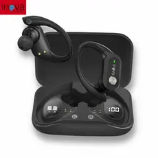 INOVA Fone de Ouvido Bluetooth Sem Fio Aberto Esportivo com Gancho 38h Bateria Display LED Cancelamento de Ruído