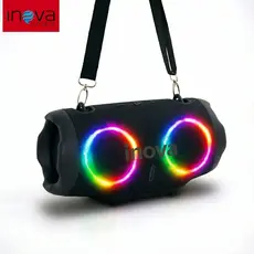 Inova Caixa de Som Bluetooth Portátil Boombox Grave Forte Bivolt 10W Rms Efeitos de iluminação RGB IPX6 festas