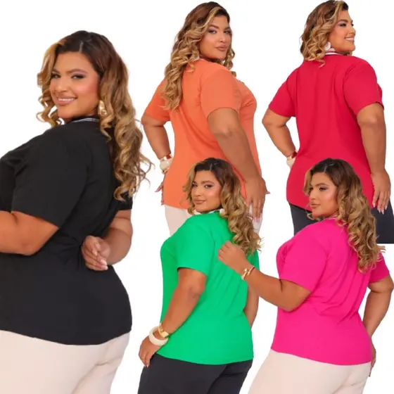 Blusa Feminina Plus Size Lisa Premium – Cores Vivas, Tecido Fresco e Confortável | Moda Di Roma Fashion