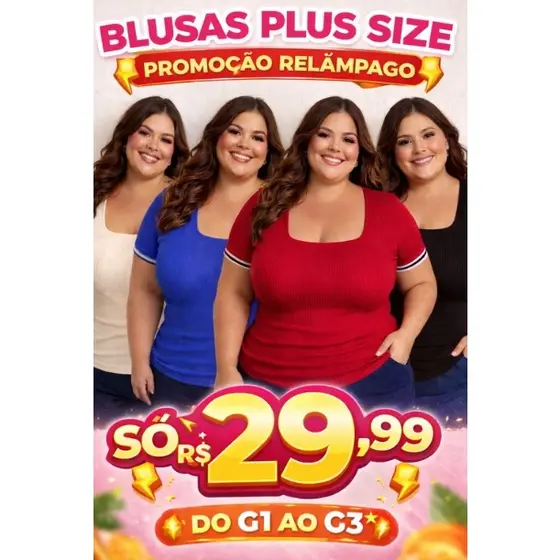 Blusa plus size canelada premium tendência carnaval/verão soltinha e confortável G1 a G3