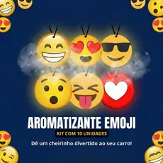 Kit 10 Aromatizador de Carro Emoji Cheiro Forte Longa Duração Perfume Automotivo