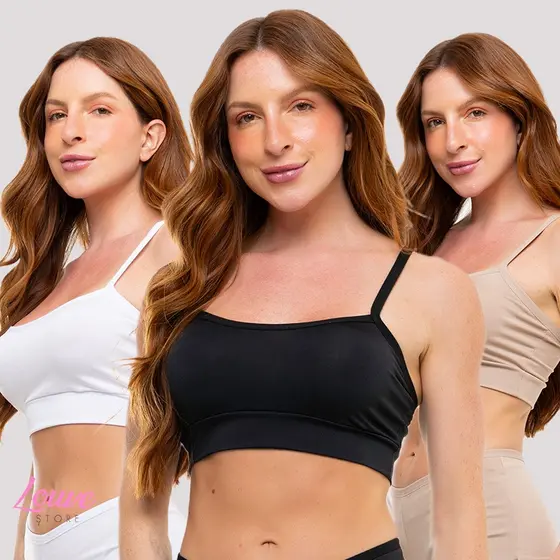 Kit com 3 Top Cropped Feminino Alcinha Romance Dia a Dia Não Marca Confortável