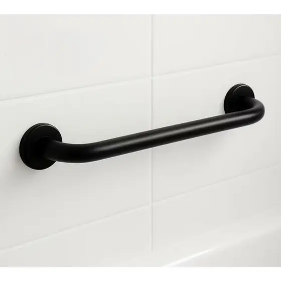 Alça Barra De Apoio Aluminio Preto Fosco Banheiro Corrimão 20cm A 70cm - Segurança E Acessibilidade
