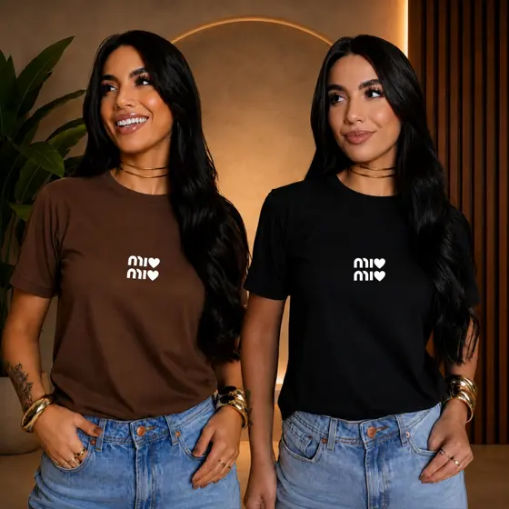 Kit 2 T-Shirt Feminina Estampada 100% Algodão Pronta Entrega