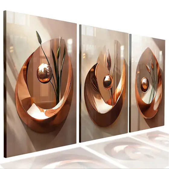 Kit 3 Quadros Decorativo Sala Quarto Abstrato Formas Geometrica Alta Resolução