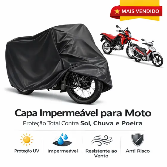 Capa Para Cobrir Moto em Couro Impermeável Forrada Proteção Contra Riscos Poeira