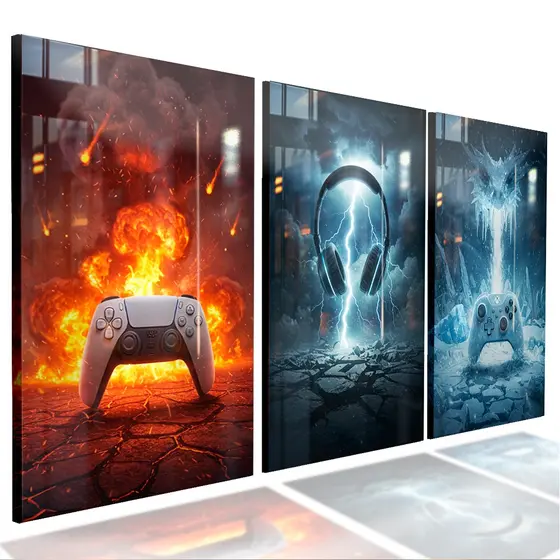 Kit 3 Quadro Decorativo Sala Quarto Gamer Console