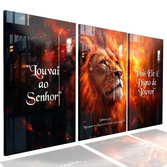 Quadro Decorativo Leão Motivacional Nunca Foi Sorte Sempre Foi Deus Alta Resolução