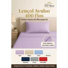 Lençol Com Elástico Avulso Micropercal 400 Fios Toque Macio Acetinado Solteiro Casal Queen King Liso