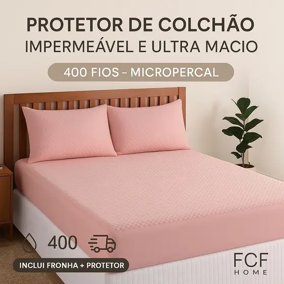 Protetor De Colchão Impermeável Matelado Com Elástico 400 Fios Casal Queen Solteiro