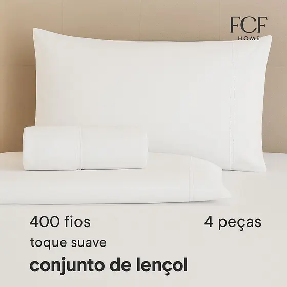 Jogo De Lençol 4 Peças Micropercal Casal Queen 400 Fios Ponto Palito Com Elástico Toque Macio Liso