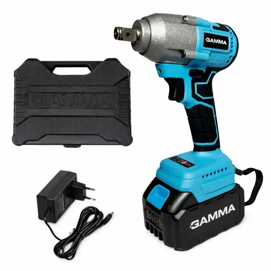 Chave De Impacto Gamma 21V Brushless 320nm Bateria Carregador Maleta Bivolt
