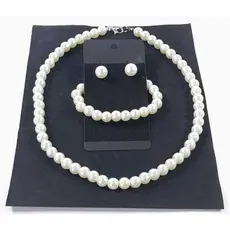 Kit com Brinco Colar e Pulseira de Pérola