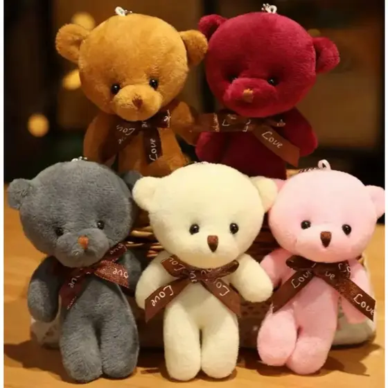 Kit 3/6/12 Unidades Chaveiro Com Pingente De Urso De Pelúcia cor aleatorio/12cm
