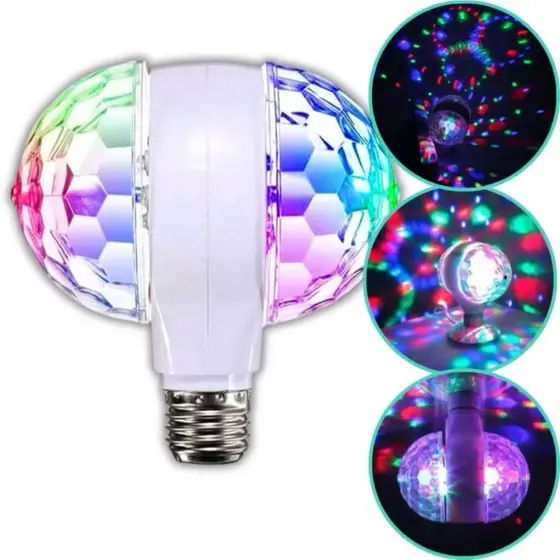 Lâmpada LED de Duas Cabeças Giratória – Iluminação Perfeita para Festa, Discoteca e Aniversário