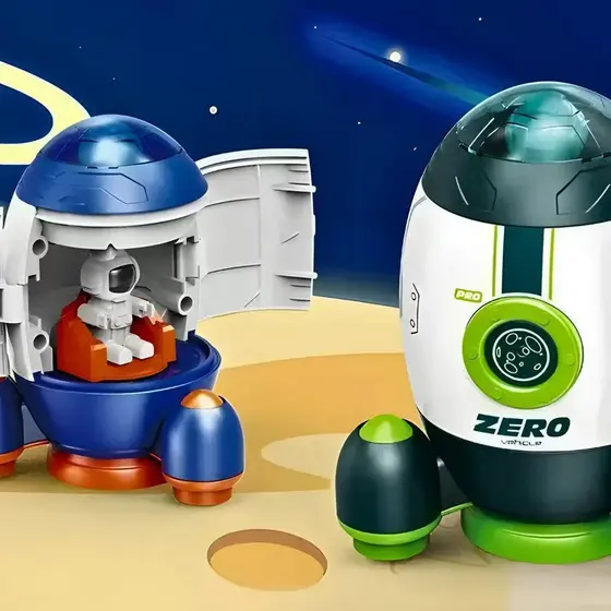 Brinquedo de Exploração Espacial para Crianças：Nave espacial，Veículo explorador，Foguete