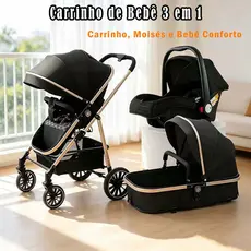 Carrinho de Bebê 3 em 1 Inclui Carrinho, Moisés e Bebê Conforto