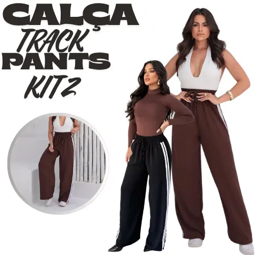 KIT 2 Calça Pantalona duna com listras laterias TrackPants
