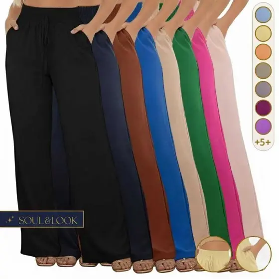 Calça Pantalona Duna Cintura Alta com Bolsos | Elegância e Conforto