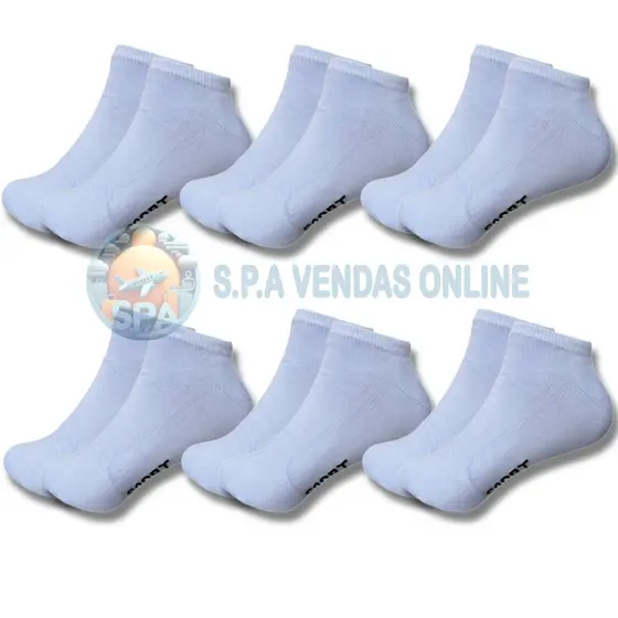 Kit com 24 Pares de Meia Brancas Soquete com algodão Unissex