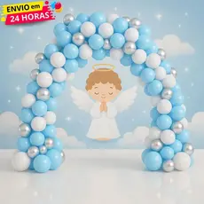 Kit 125 Balões Para Arco Latex e Cromado - Tema Anjinho Revelação Decoração Aniversário Eventos