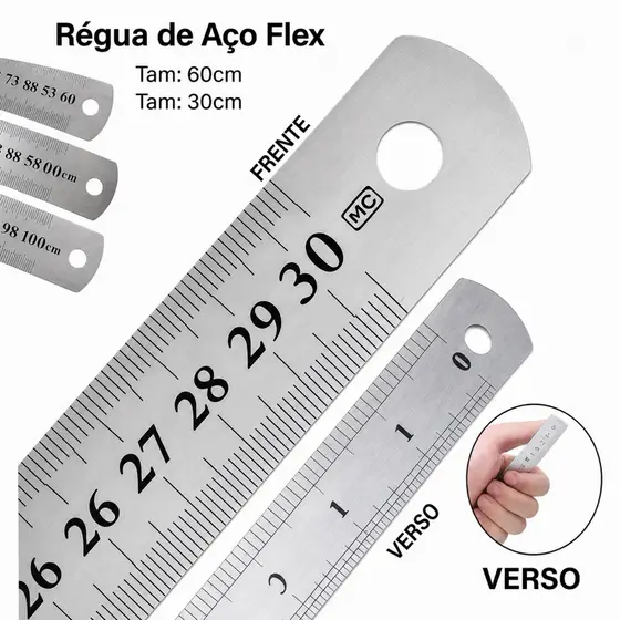 Regua de aço Flexivel resistente 30cm / 60cm