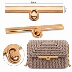 Fecho para bolsa com torniquete cor ouro 9,6CM - com 1 unidade