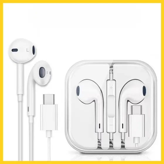Fone de Ouvido Tipo C com Fio Microfone e Som Estéreo para Samsung iPhone Android