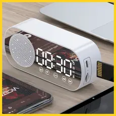 Mini Relógio Digital Portátil Retrô com Despertador Caixa de Som Bluetooth e Rádio FM