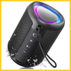 Caixa de Som Bluetooth Portátil Prova D'Água IPX5 com LED RGB TWS Som Potente Estéreo Longa Bateria
