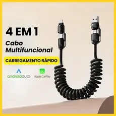 Cabo Usb 4 Em 1 - 65w Para Todos Os iPhone E Android Tipo C Carregador Rápido Turbo