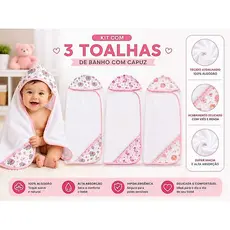 Kit Toalha de Banho Forrada Sortida para Bebê Maciez Conforto e Proteção